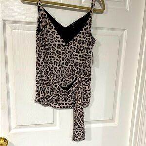 INC International Concepts Leopard Print Top - Black and Tan